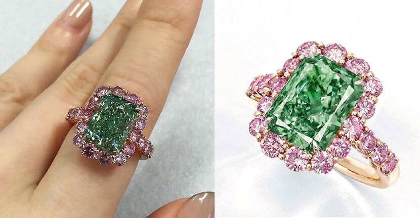 Aurora Green diamond - natural green diamond ring